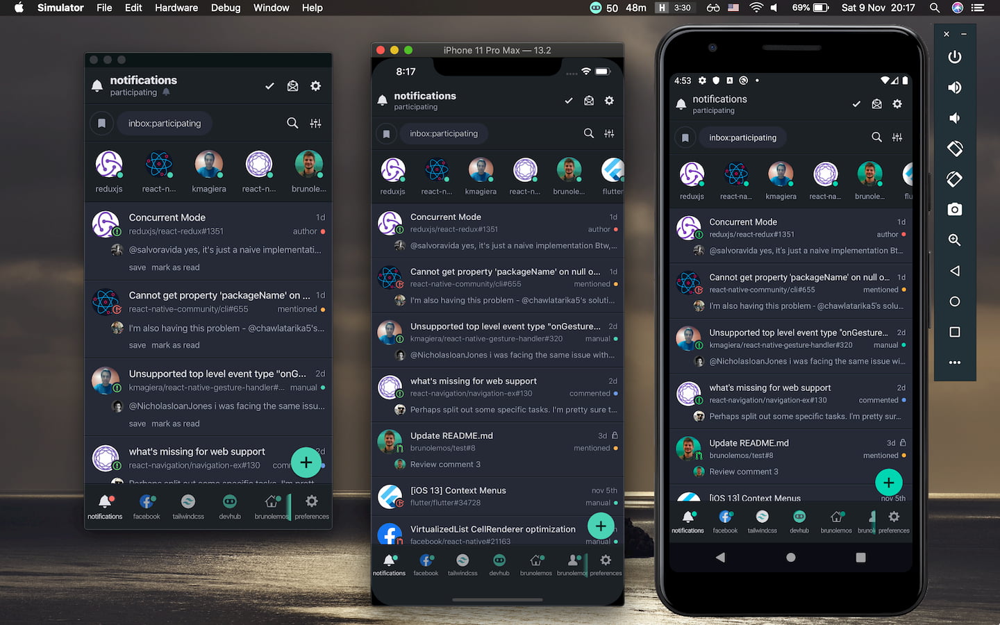 DevHub - Desktop app with Menubar mode, and a Push Notification at the top right